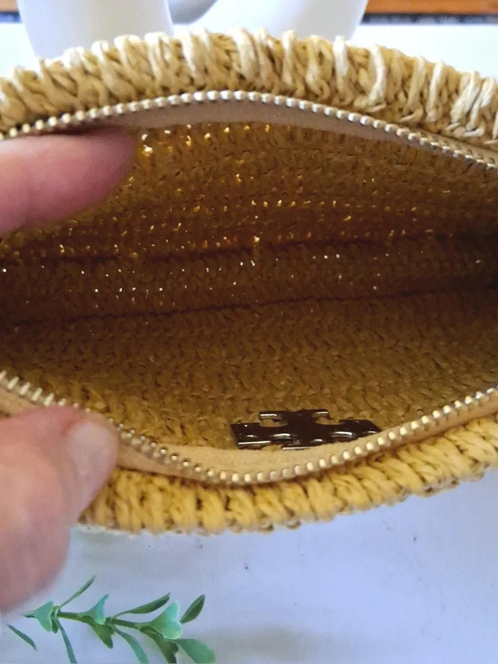 TORY BURCH RAFFIA WRISTLET CLUTCH BAG NWT